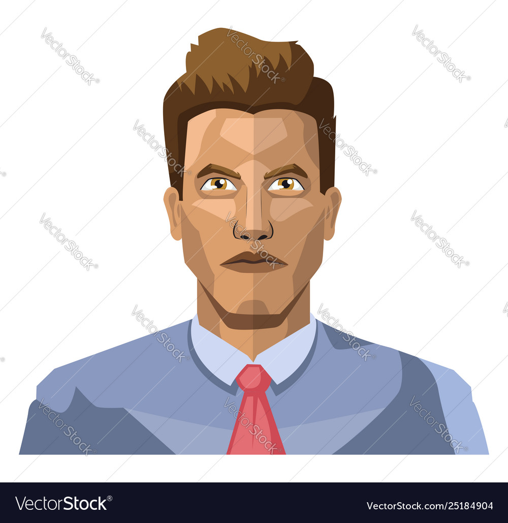Young Man With A Short Hair And A Tie On White Vector Image
