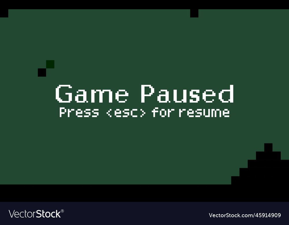 8-bit pixel text game pause menu background icon