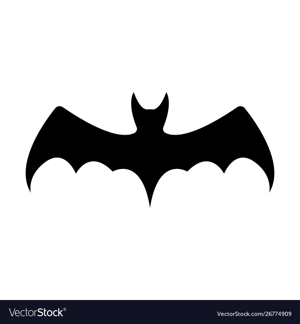 Black silhouette bat isolated on white