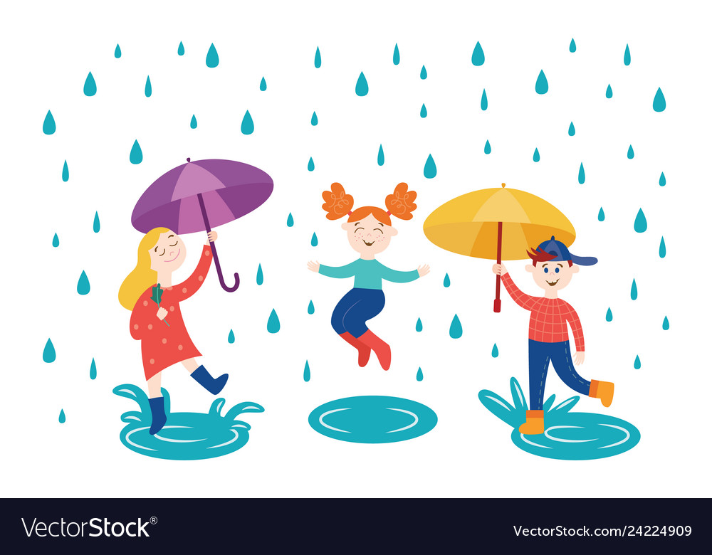 Cheerful children playing and jumping under Vector Image