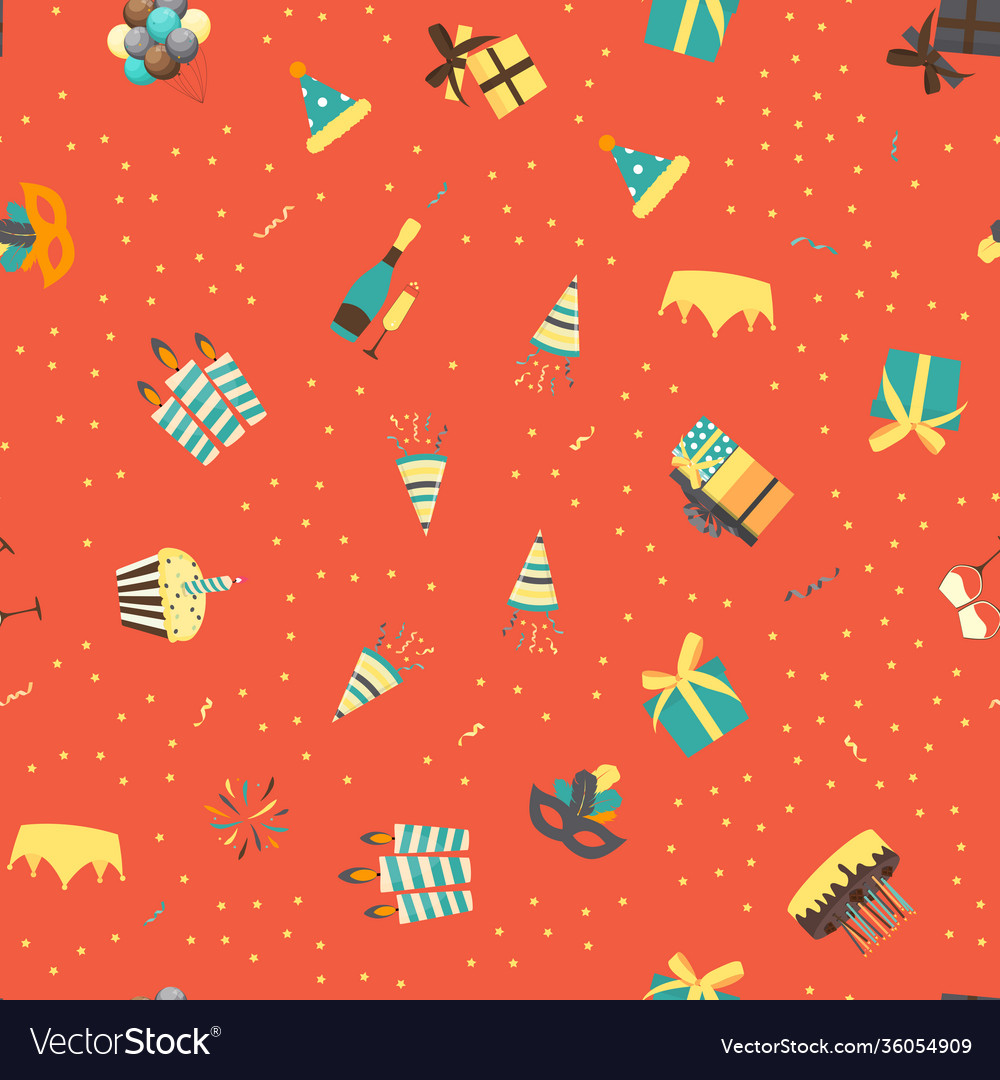 Cute birthday seamless pattern background