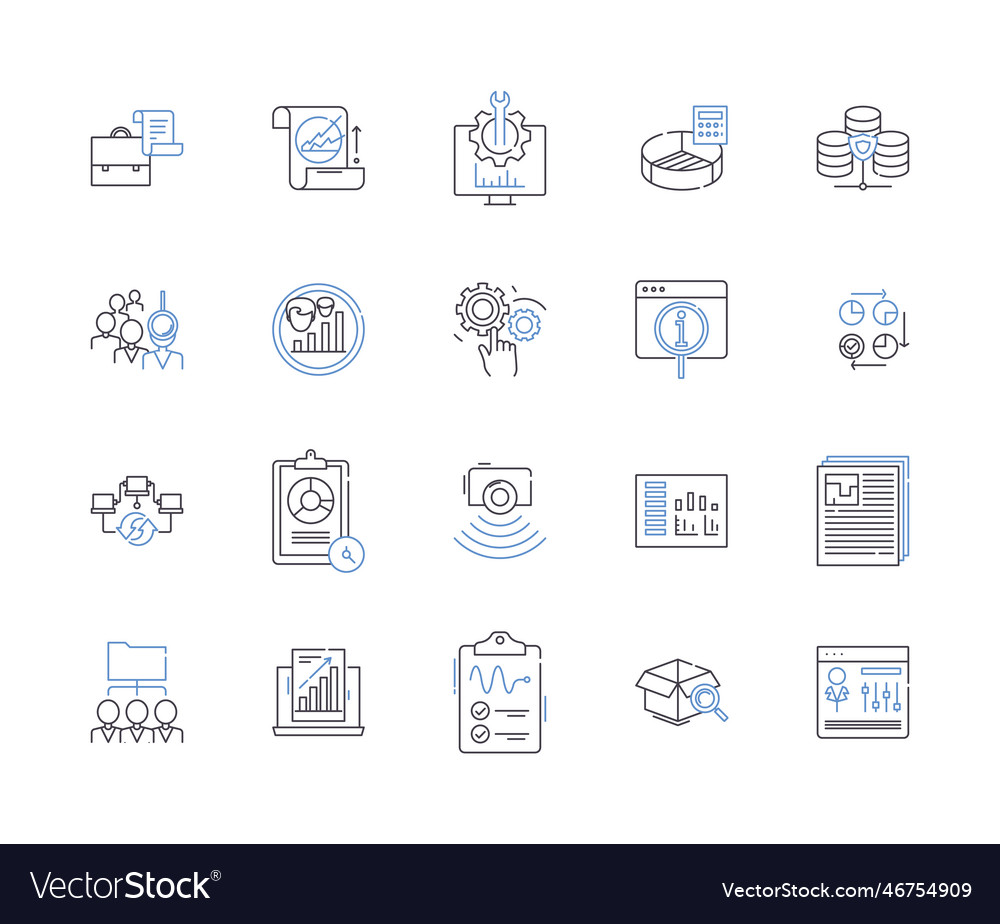 Data and computer outline icons collection vector image Data and computer outline icons collection