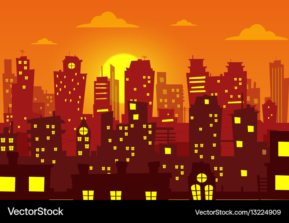Evening cityscape Royalty Free Vector Image - VectorStock