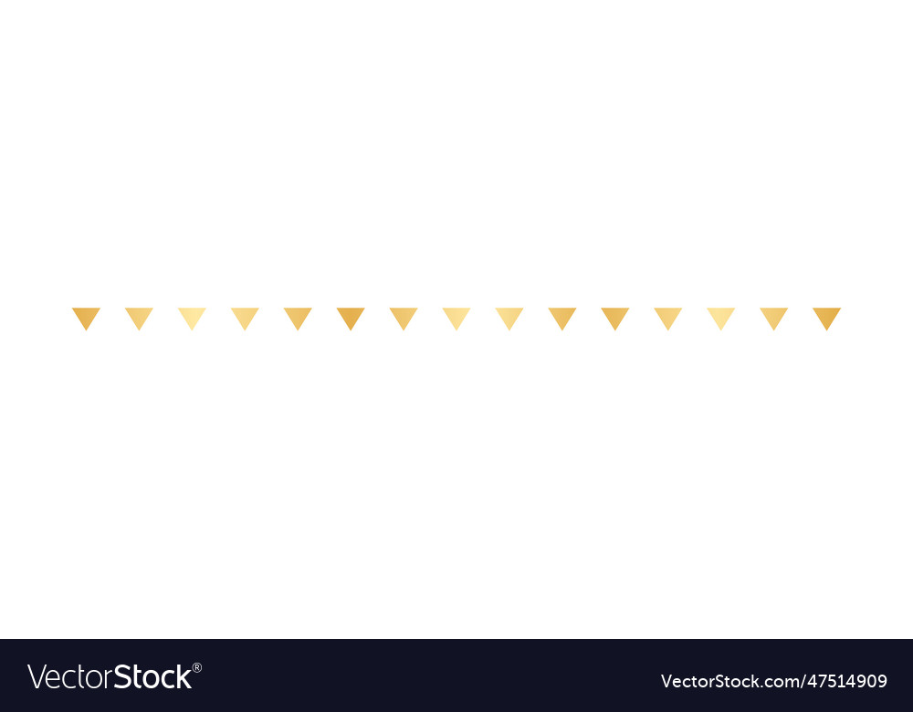 Gold triangle flags pattern separator border vector image Gold triangle flags pattern separator border