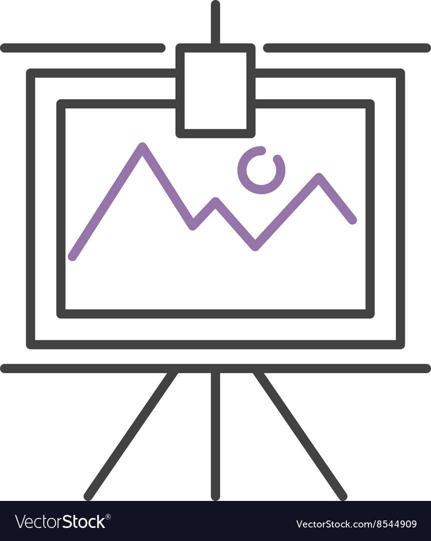 Graph with two lines on whiteboard flipchart icon