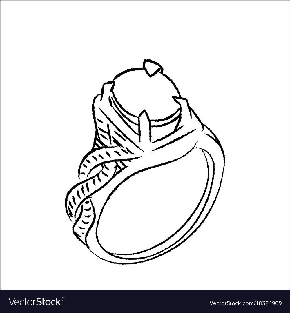 Line drawing of ring simple line Royalty Free Vector Image