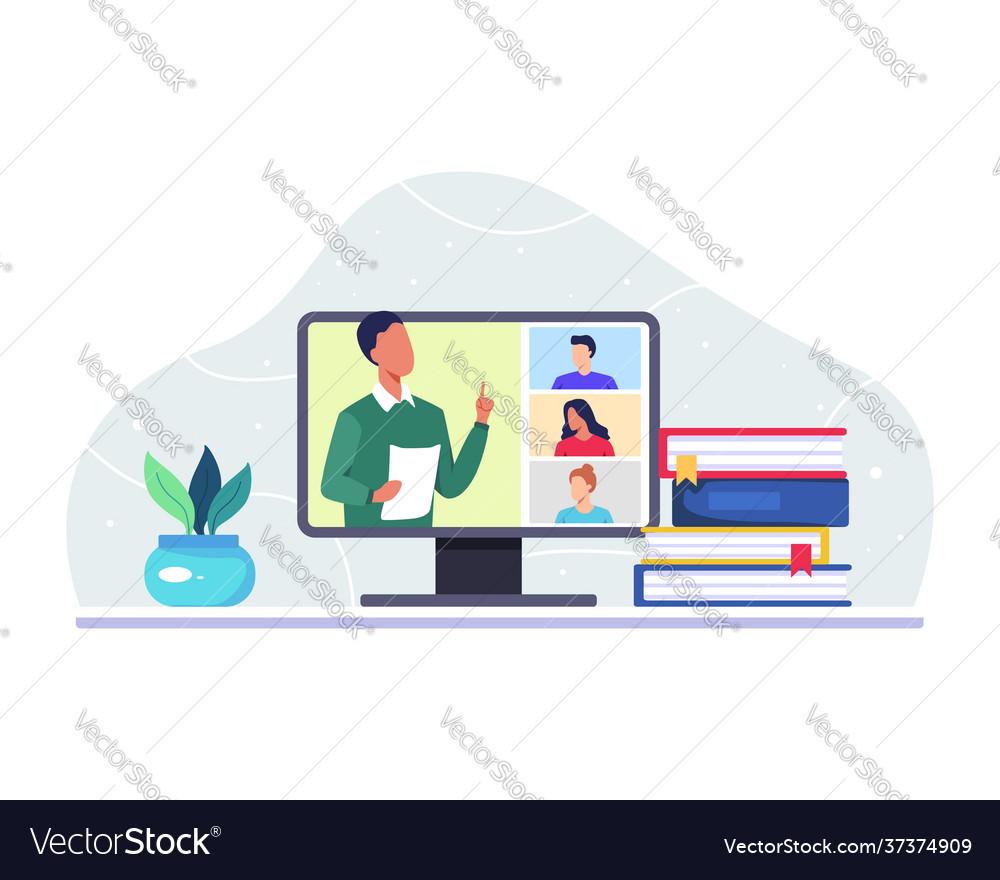 Online class meeting concept Royalty Free Vector Image