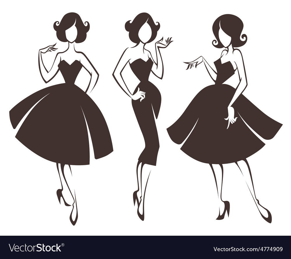 Retro girls Royalty Free Vector Image - VectorStock