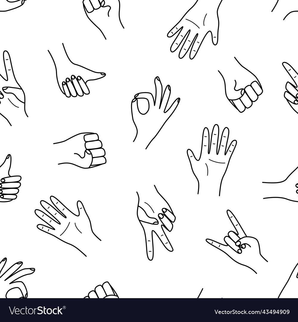 Seamless pattern hand gestures vector image Seamless pattern hand gestures