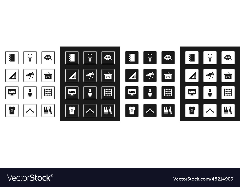 Set idea speech bubble telescope triangular ruler vector image Set idea speech bubble telescope triangular ruler