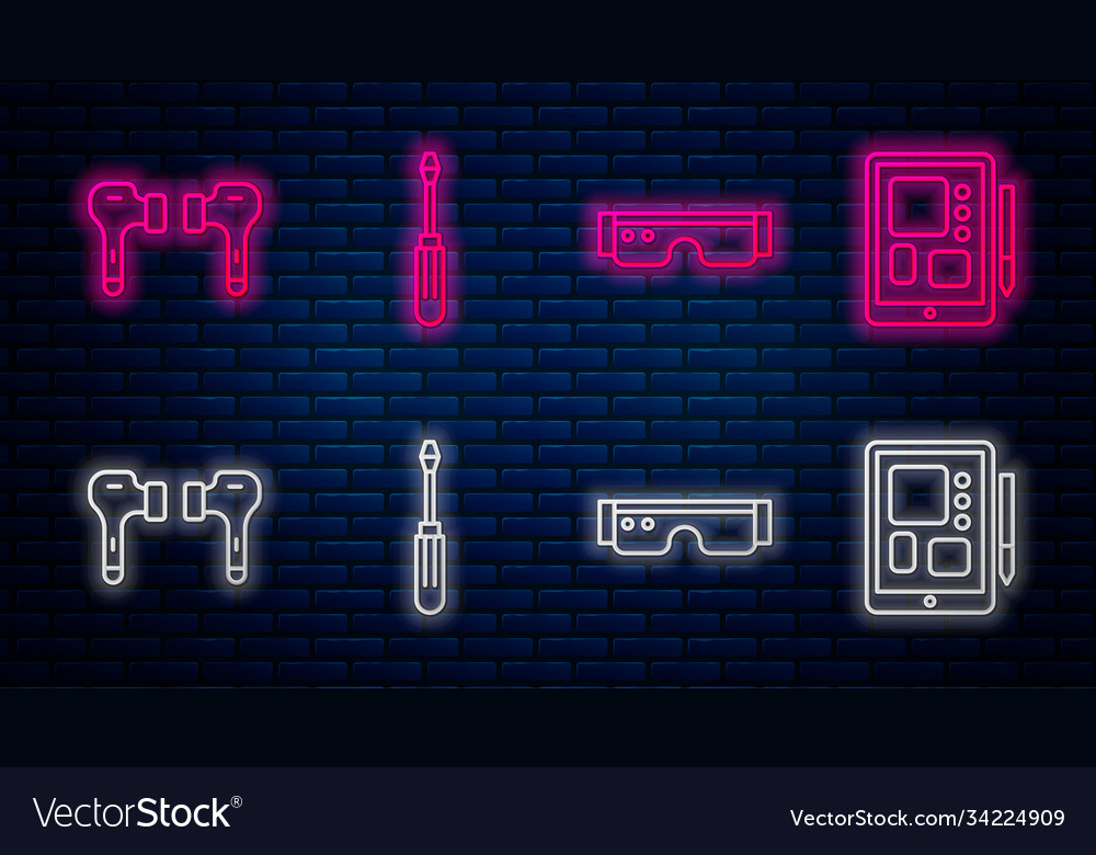 Set line screwdriver smart glasses air Royalty Free Vector