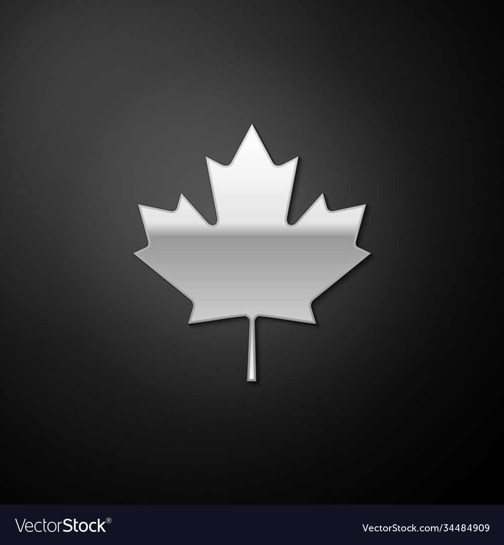 Silver canadian maple leaf icon isolated on black