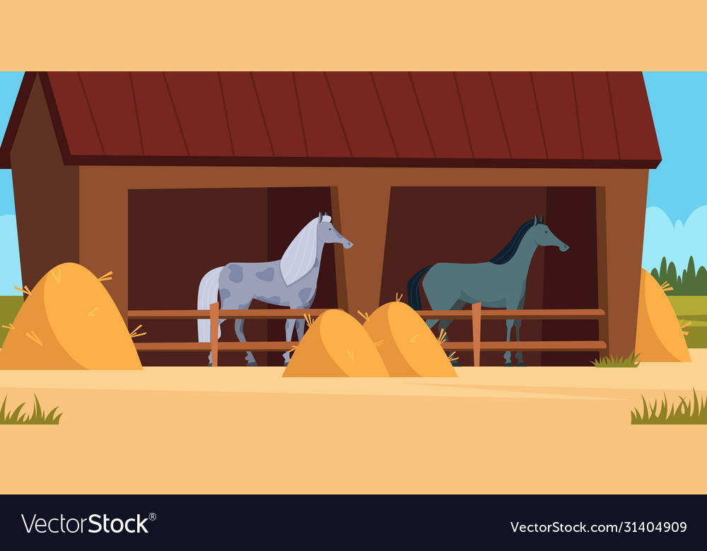 Stable for horse care for domestic animal strong Vector Image Stable for horse care for domestic animal strong Vector Image