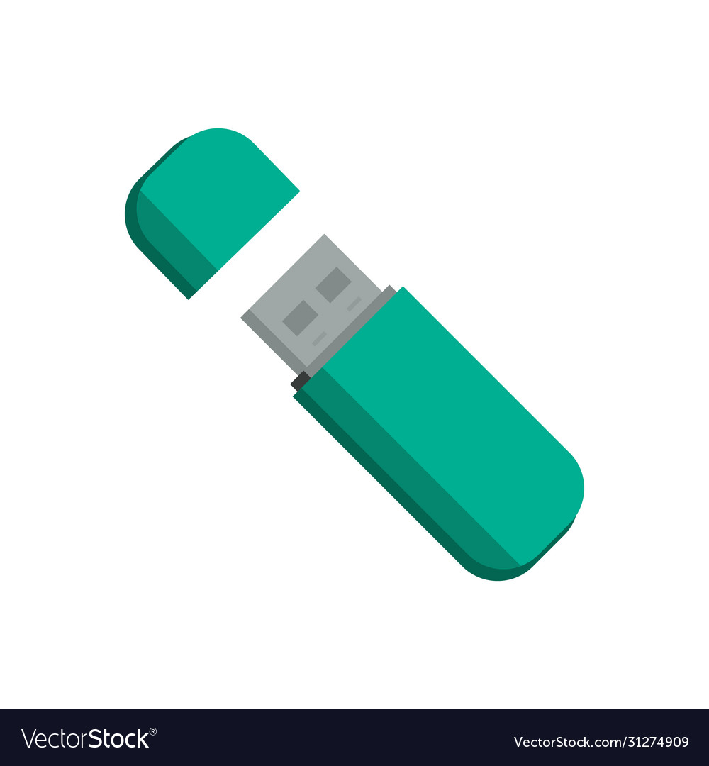 Usb flash memory drive on white background vector image Usb flash memory drive on white background