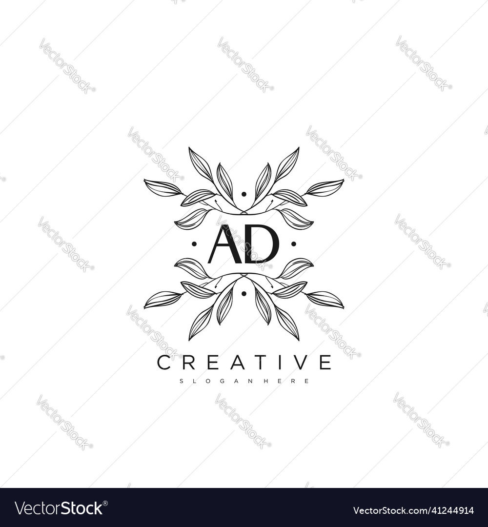 Ad Initial Letter Blumen Logo Vorlage Premium Kunst