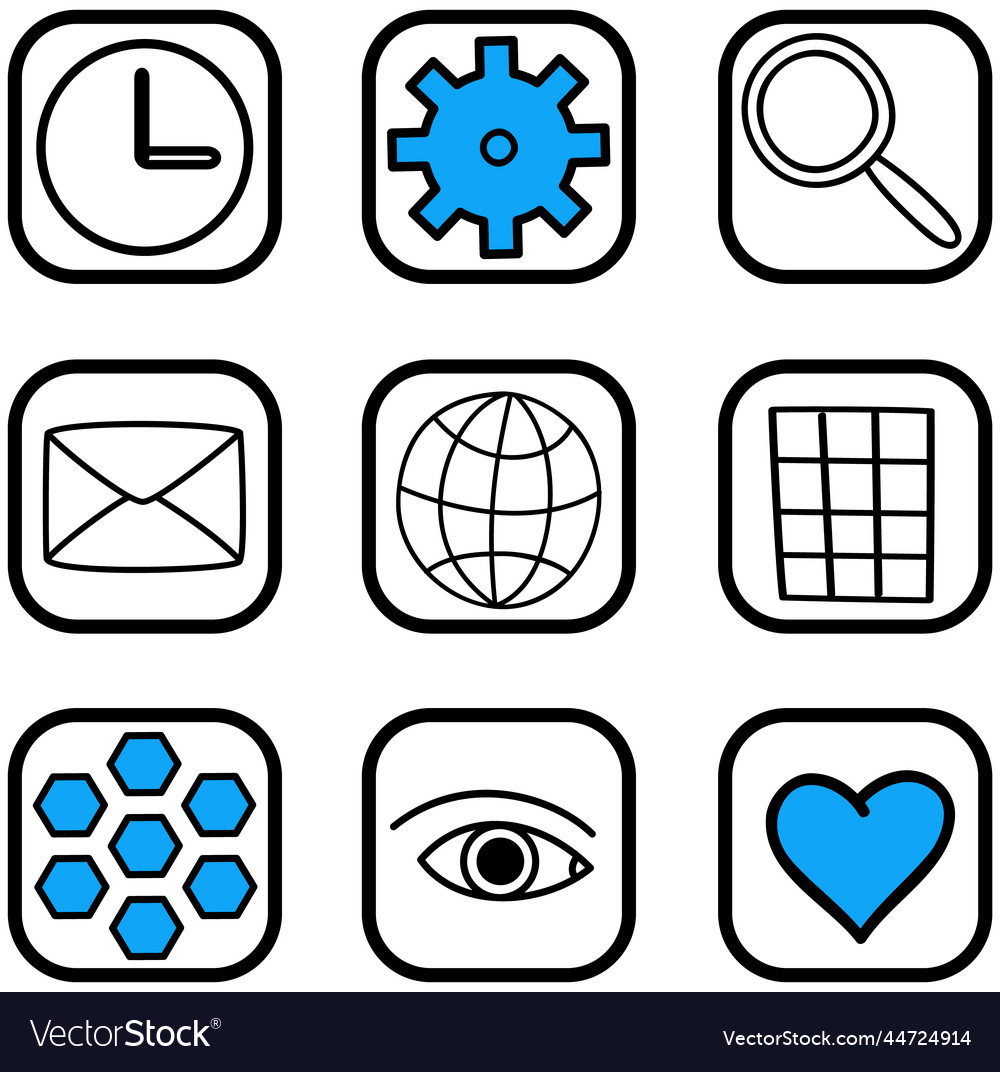 Application buttons with signs isolated on white vector image Application buttons with signs isolated on white