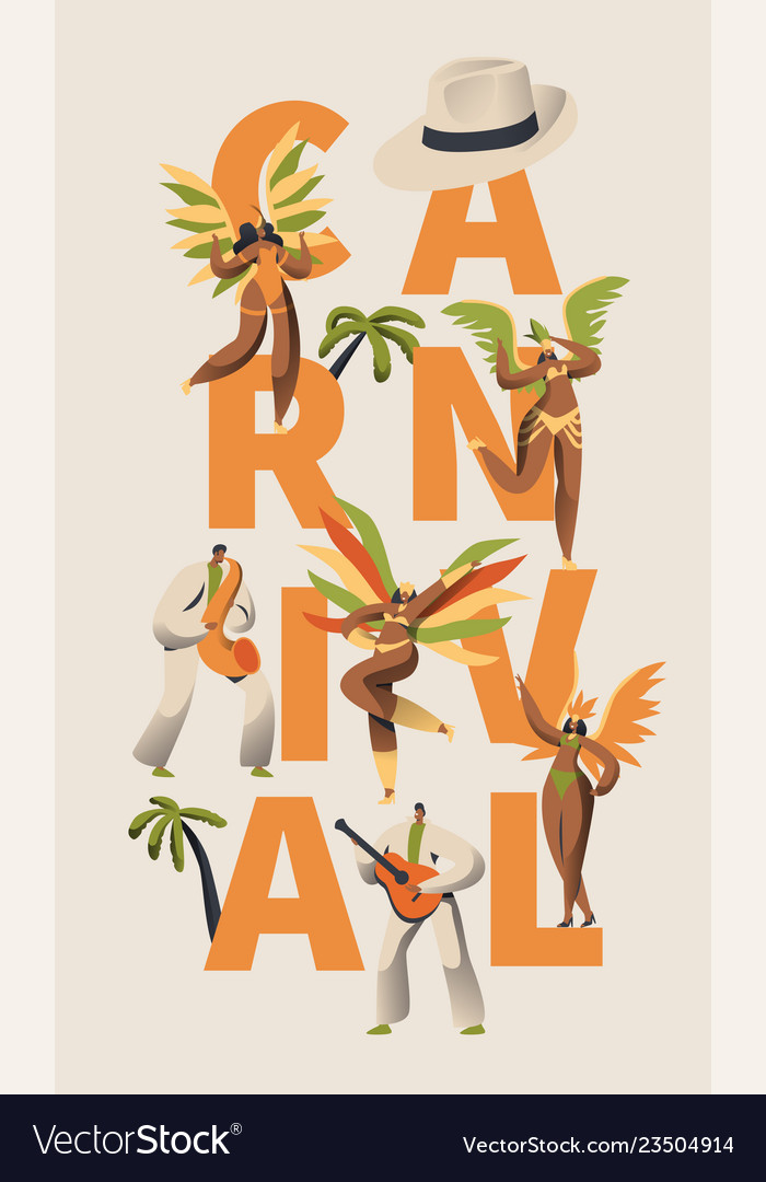 Brazilian samba carnival latino character poster Vector Image