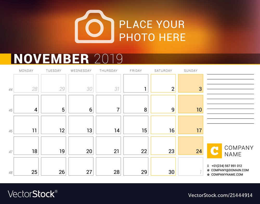 calendar for november 2019 design print template vector image 2019 november calendars to print