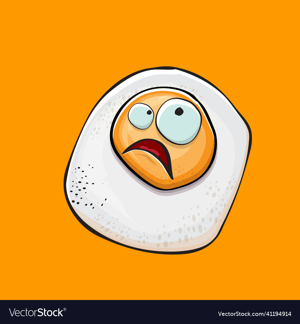 Cartoon fried egg character isolated