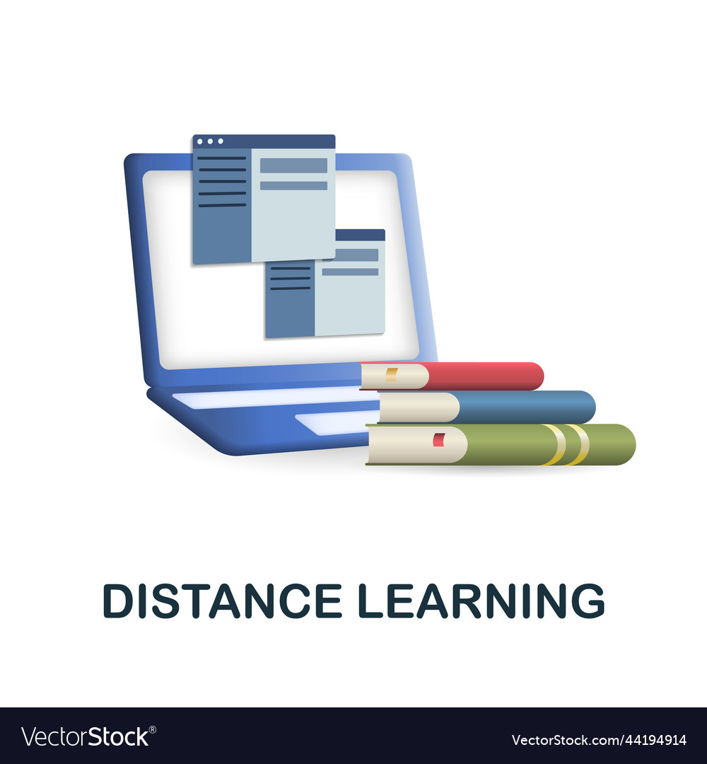 Distance learning icon 3d from e-learning vector image Distance learning icon 3d from e-learning