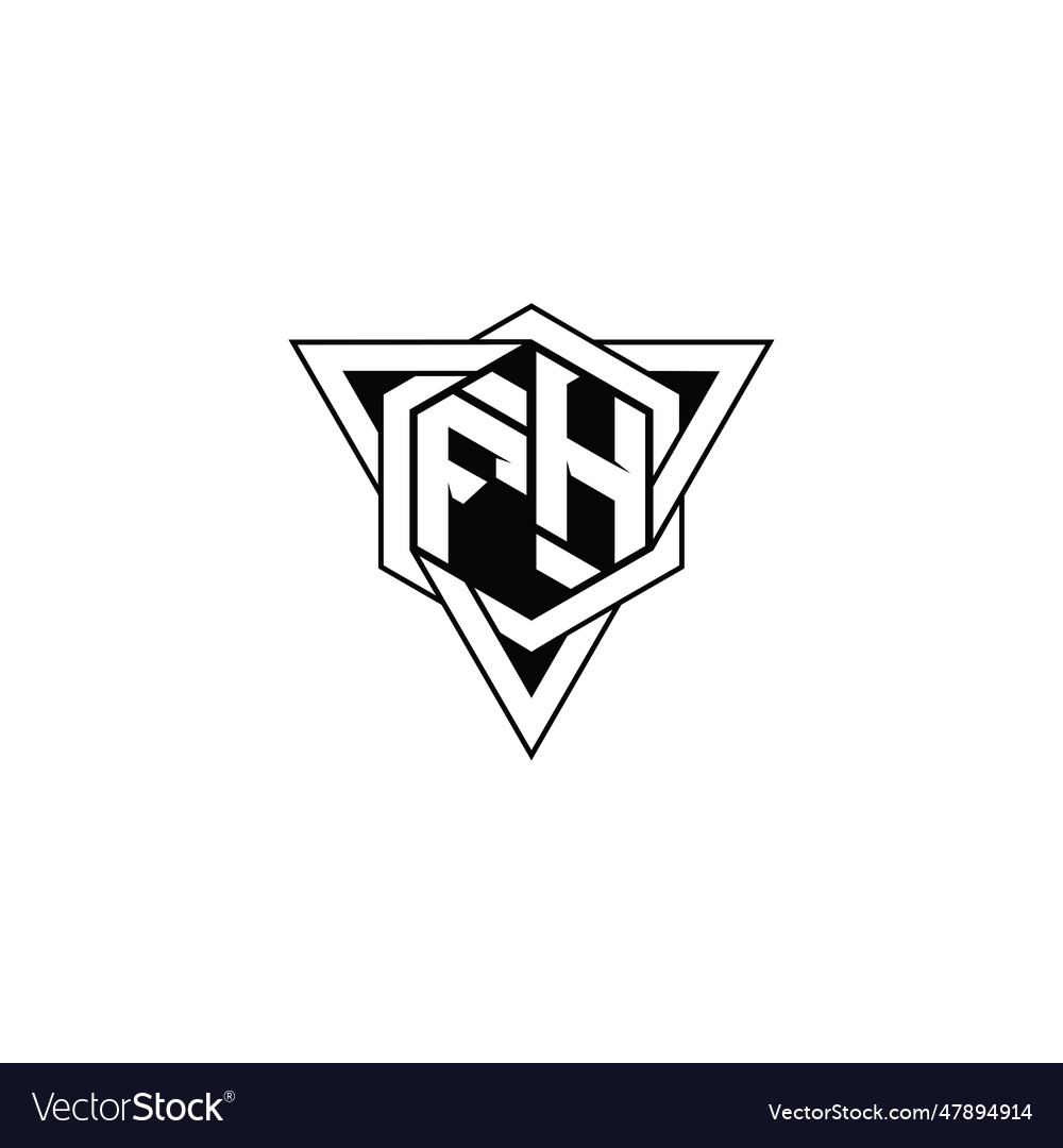 Fh letter logo monogram hexagon shape