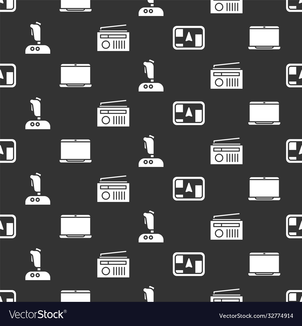 Set gps device with map laptop joystick vector image Set gps device with map laptop joystick