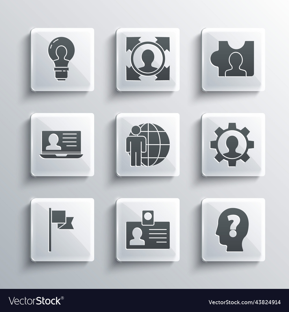 Set identification badge head with question mark vector image Set identification badge head with question mark