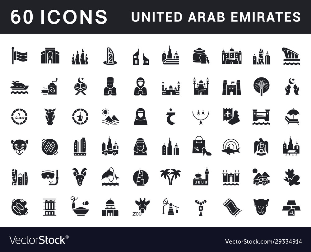 Set simple icons united arab emirates Royalty Free Vector