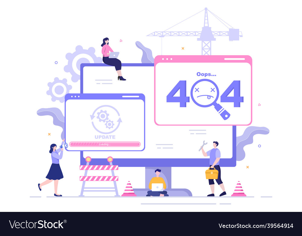 Software system under maintenance error website vector image Software system under maintenance error website