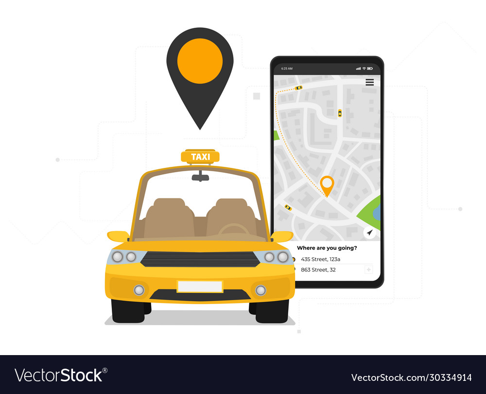 Taxi service smartphone flat