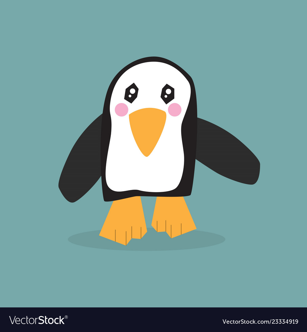Cute single little walking penguin icon on teal Vector Image Cute single little walking penguin icon on teal Vector Image