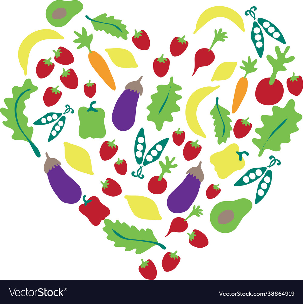 Farmer market fruit and vegetable heart food Vector Image