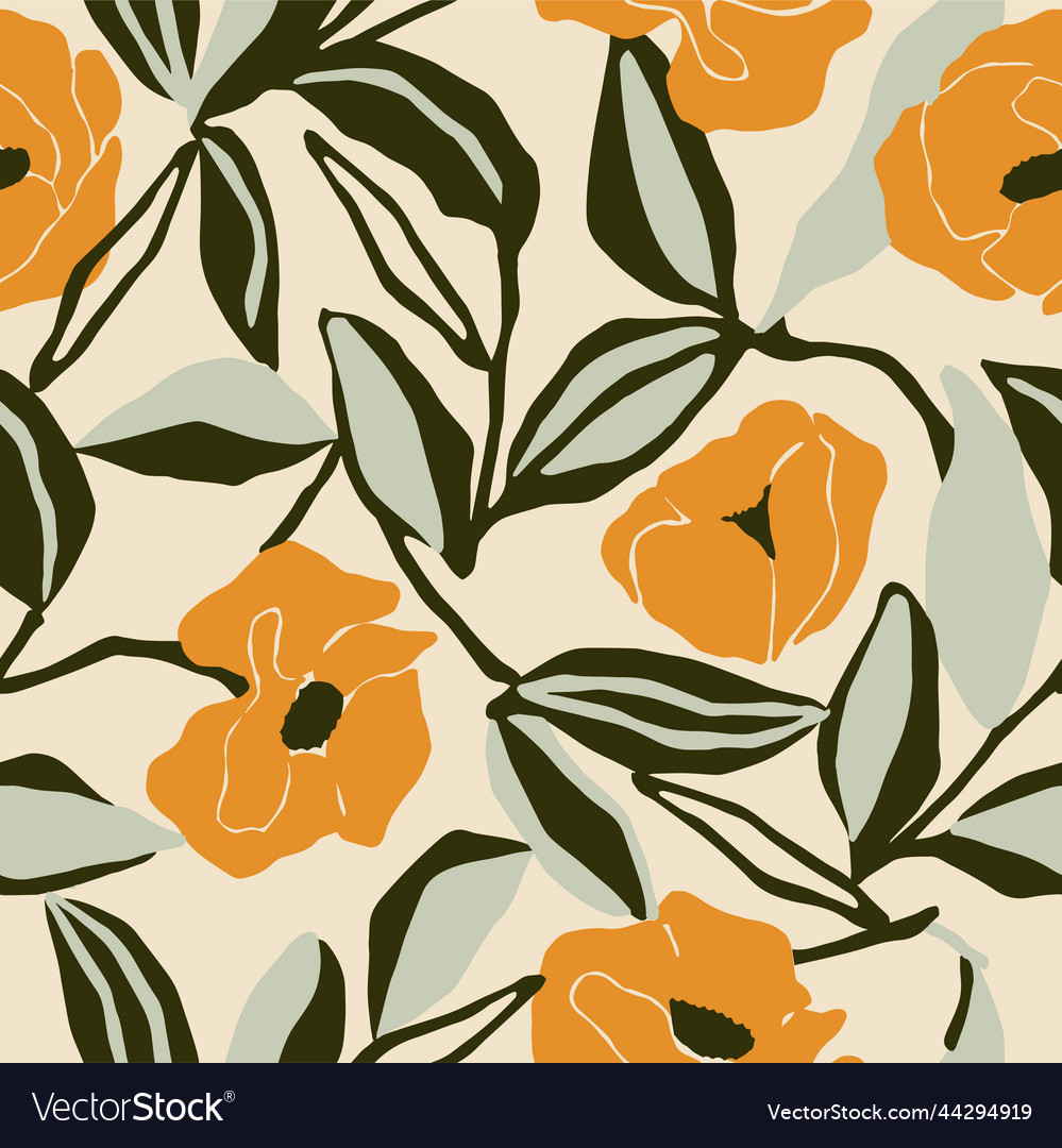 Flower and leaf seamless pattern