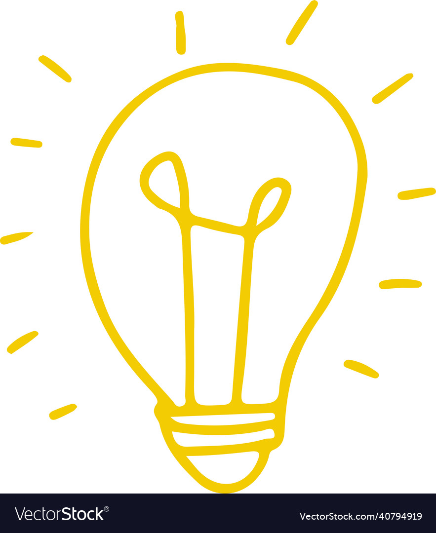 Hand drawn light bulb icon sign symbol design