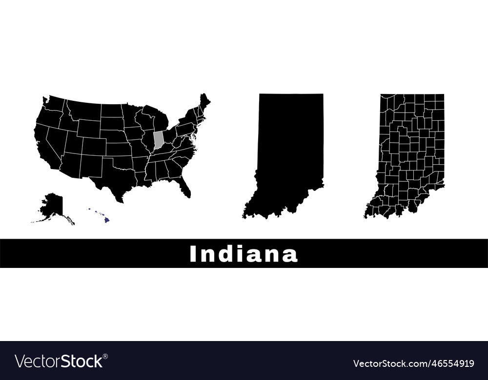 Map of indiana state usa set of indiana maps Vector Image