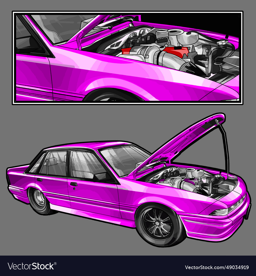 Purple drag racing car with grey strip