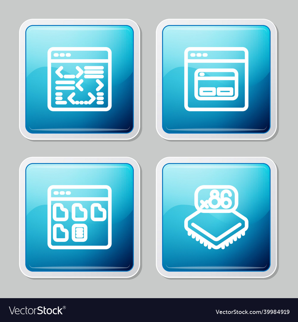 Set line software search engine browser files vector image Set line software search engine browser files