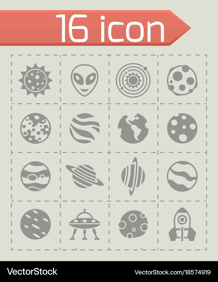 Space icon set Royalty Free Vector Image - VectorStock