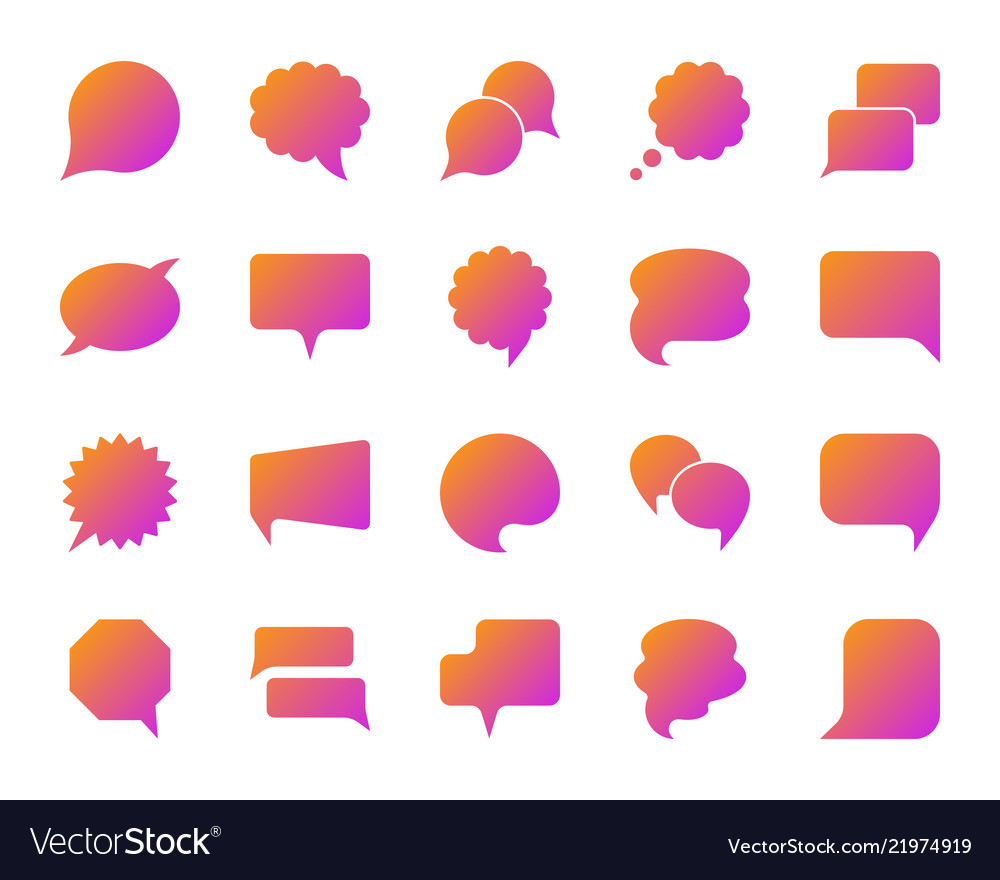 Speech bubble simple gradient icons set vector image Speech bubble simple gradient icons set