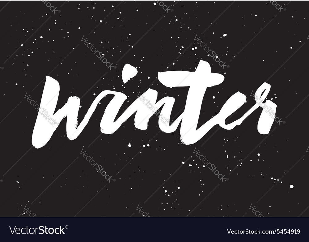 Winter calligraphy hand lettering brush black