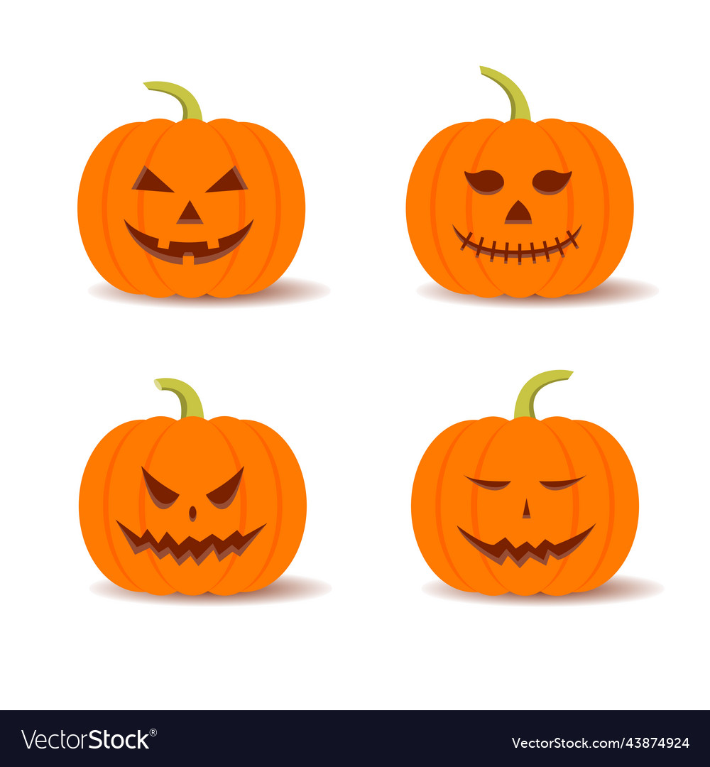 A set of images pumpkins with carved Royalty Free Vector