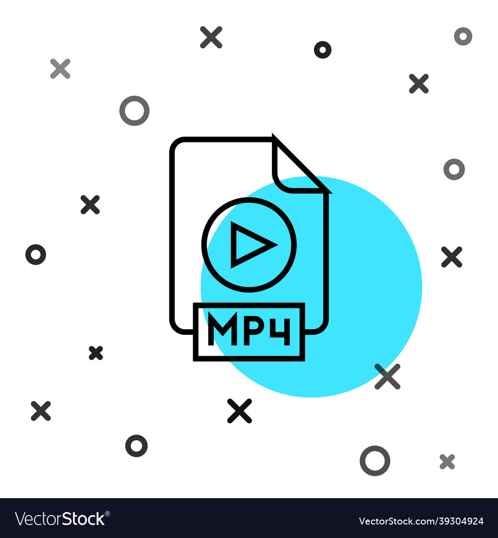 Black line mp4 file document download button vector image Black line mp4 file document download button