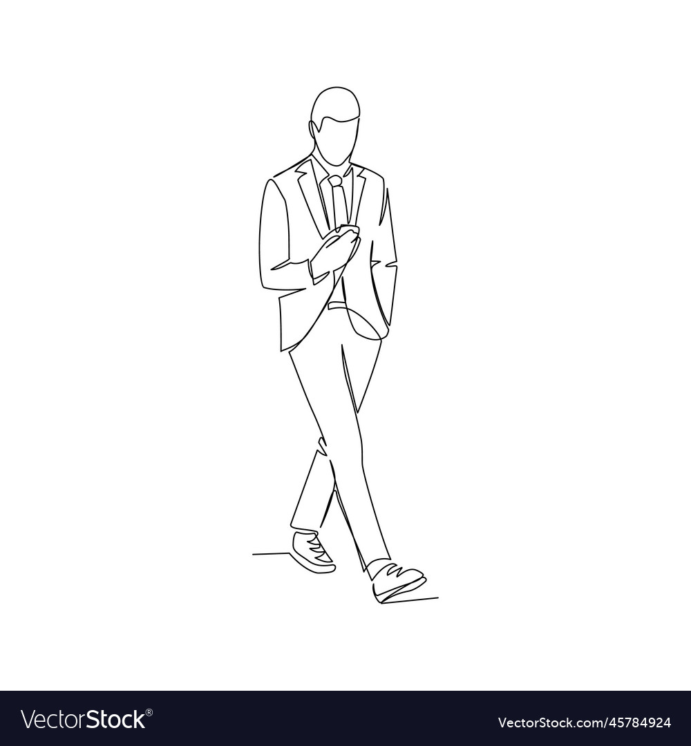 Businessman drawn in line-art Royalty Free Vector Image