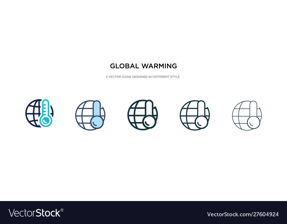 Global warming icon in different style two