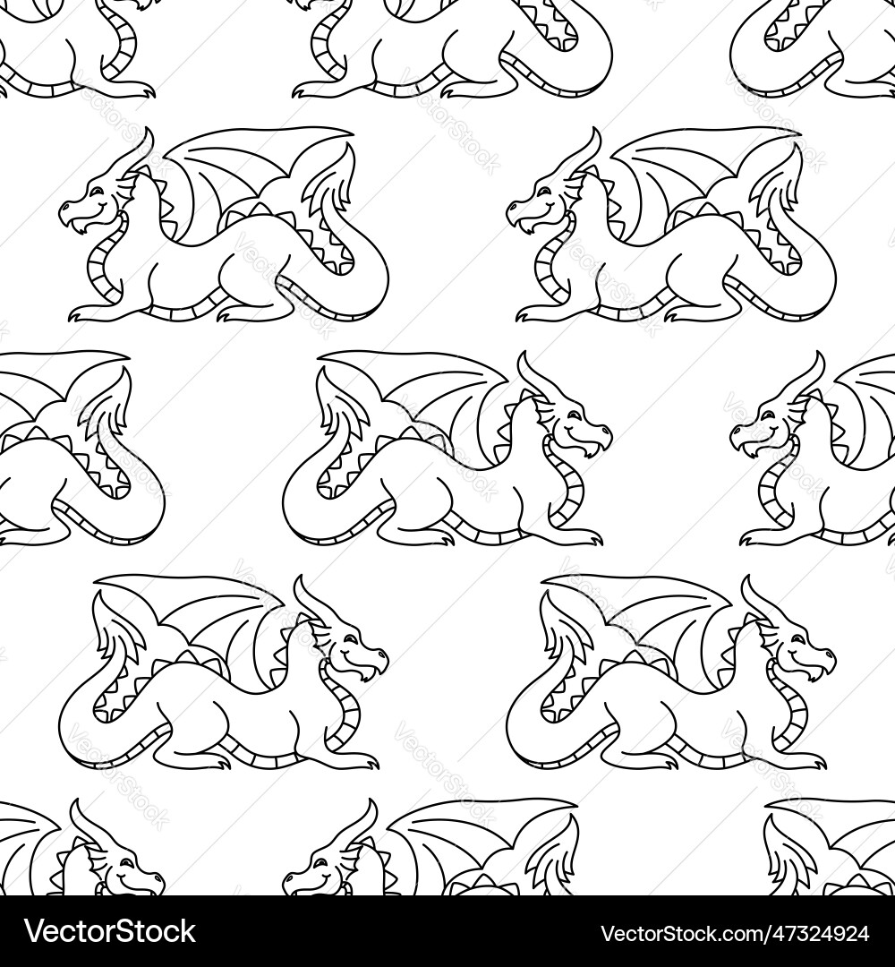 Seamless pattern with cute dragons Royalty Free Vector Image