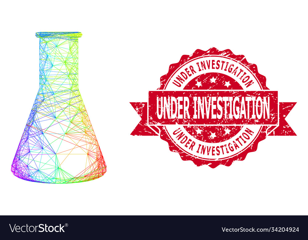 Textured under investigation seal and bright net vector image Textured under investigation seal and bright net