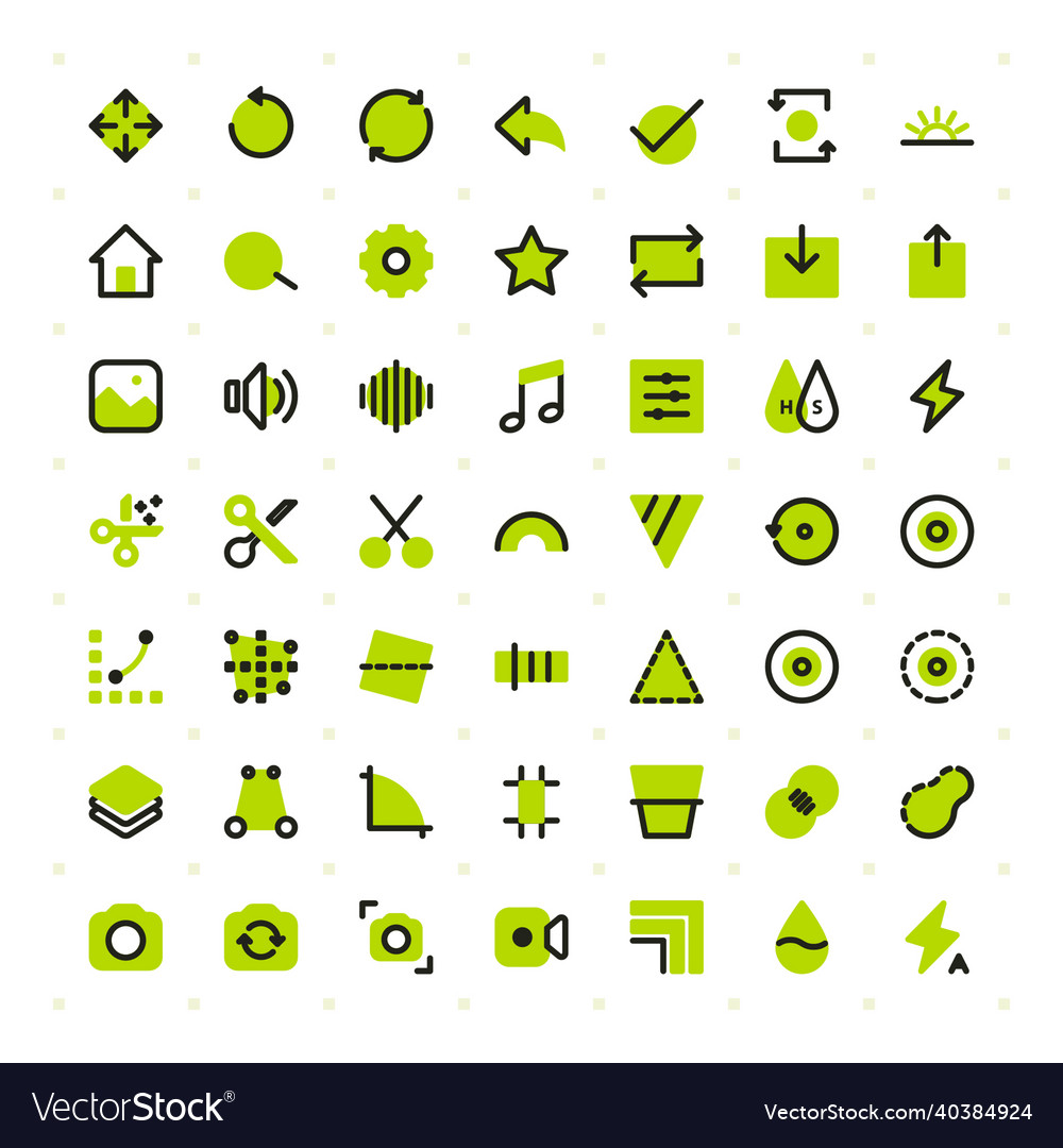 Thin line image editing icons vector image Thin line image editing icons