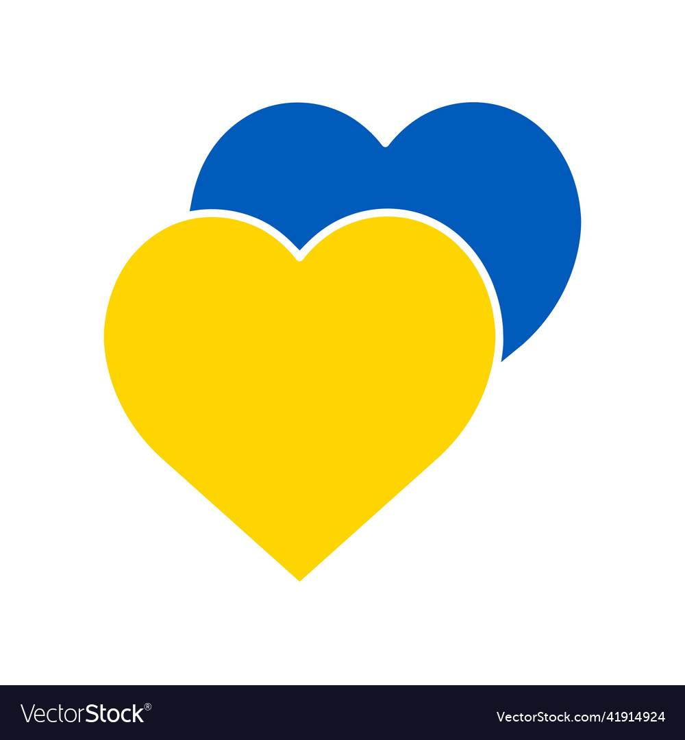 Two hearts in the colors of ukrainian flag