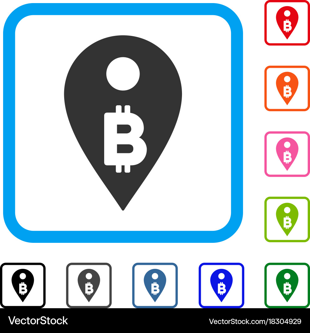 Bitcoin map marker framed icon Royalty Free Vector Image