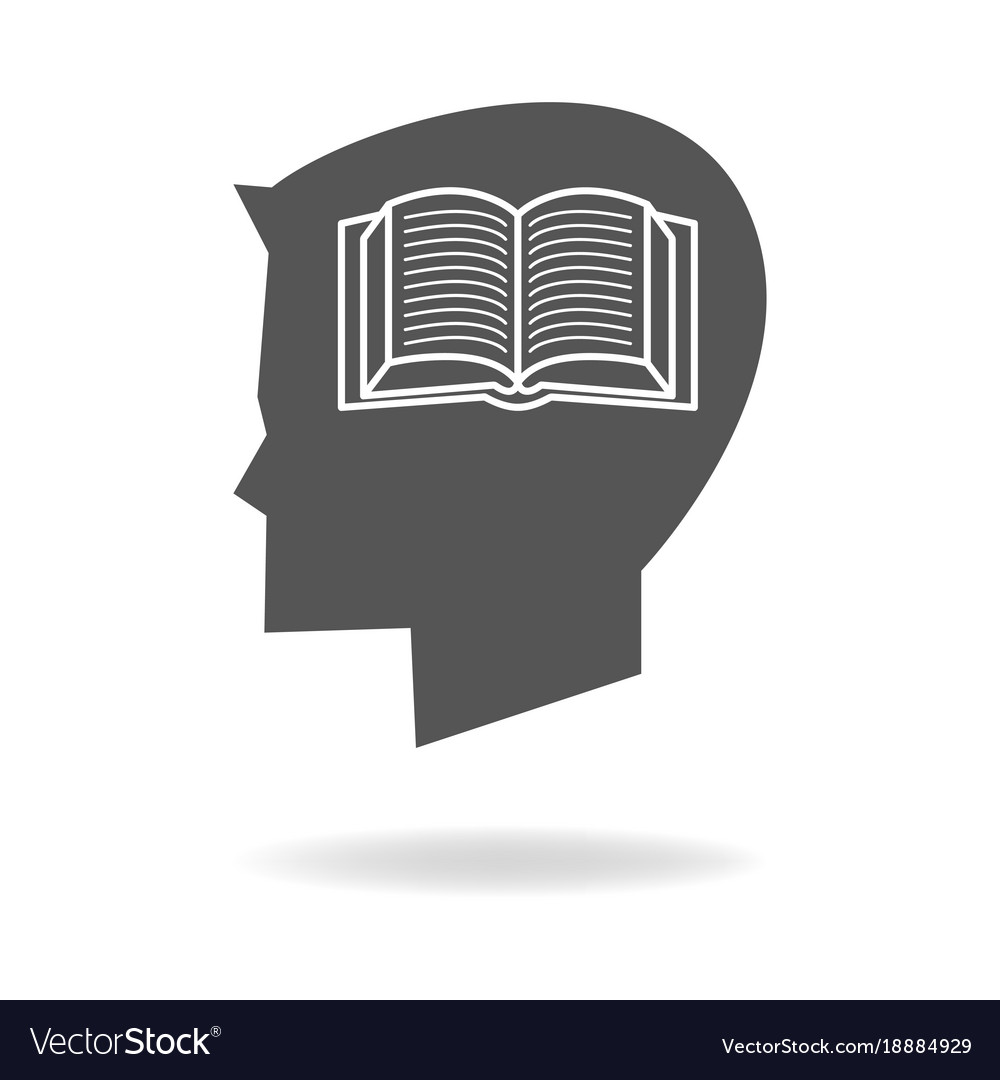 Children head with book icon Royalty Free Vector Image